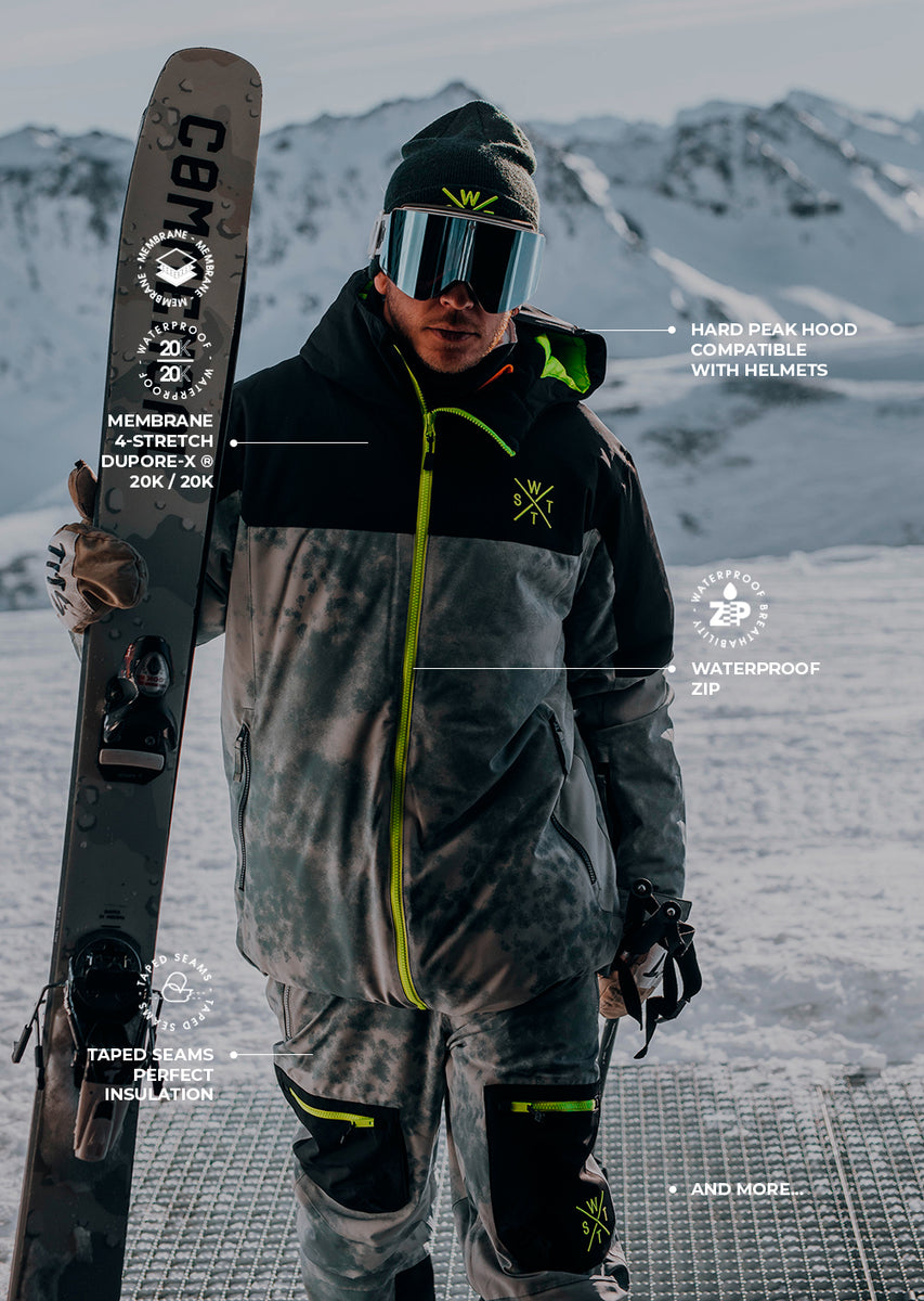 X-Gamma ski jacket - Tie and Dye Gray and Fluo Green | WATTS