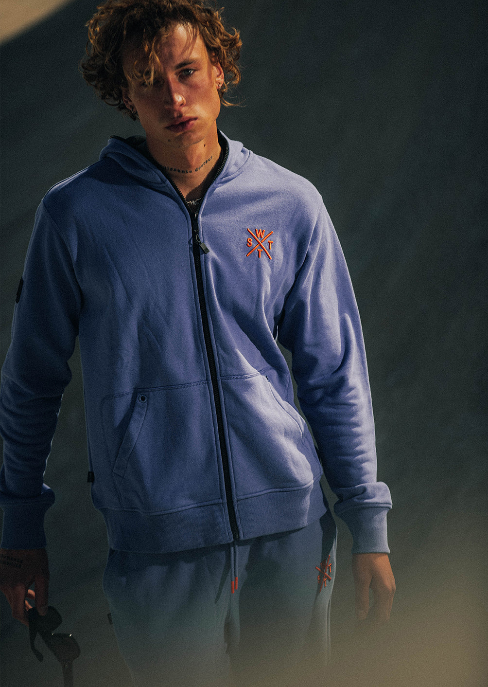 Sweat zip à capuche Blunt - Bleu Denim