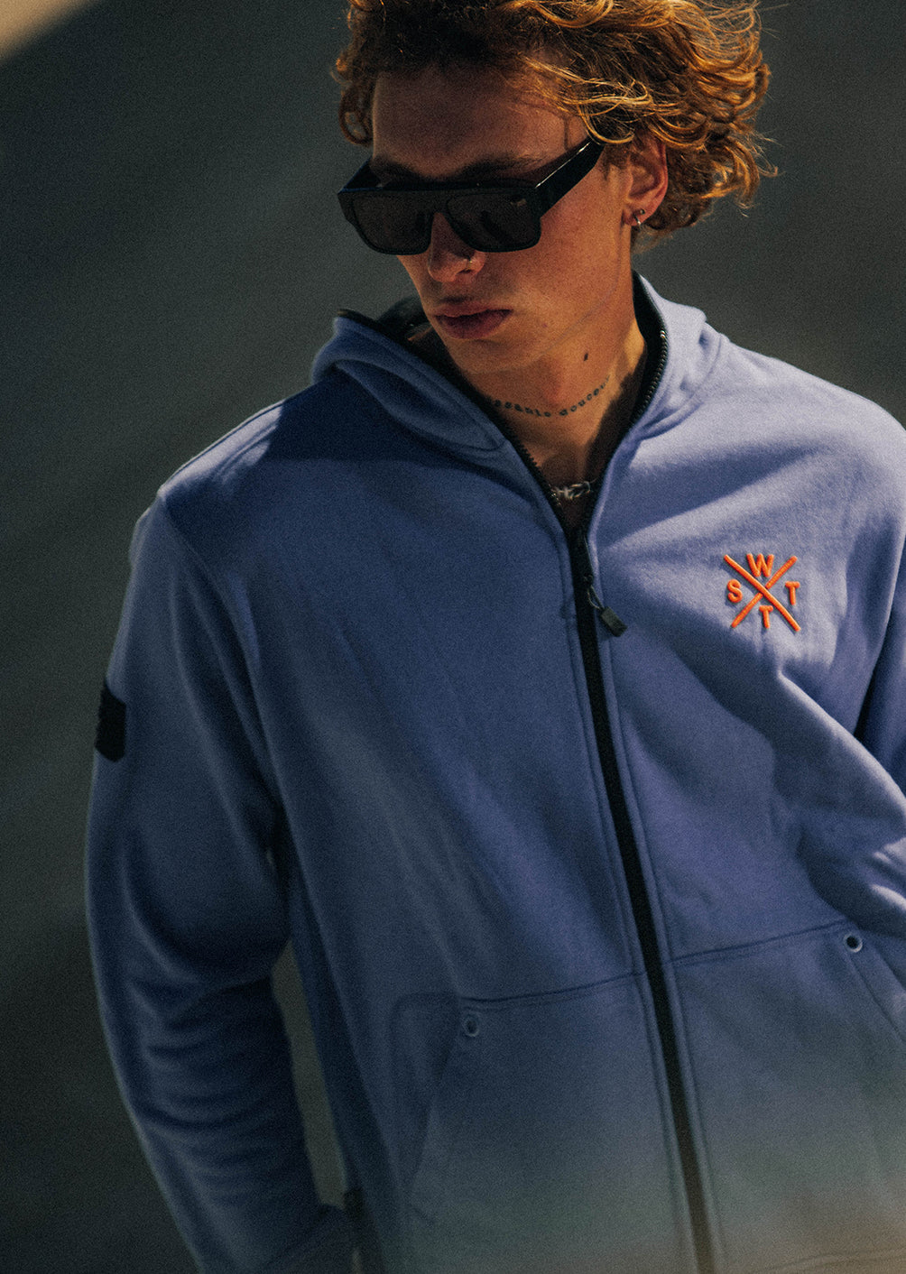 Sweat zip à capuche Blunt - Bleu Denim
