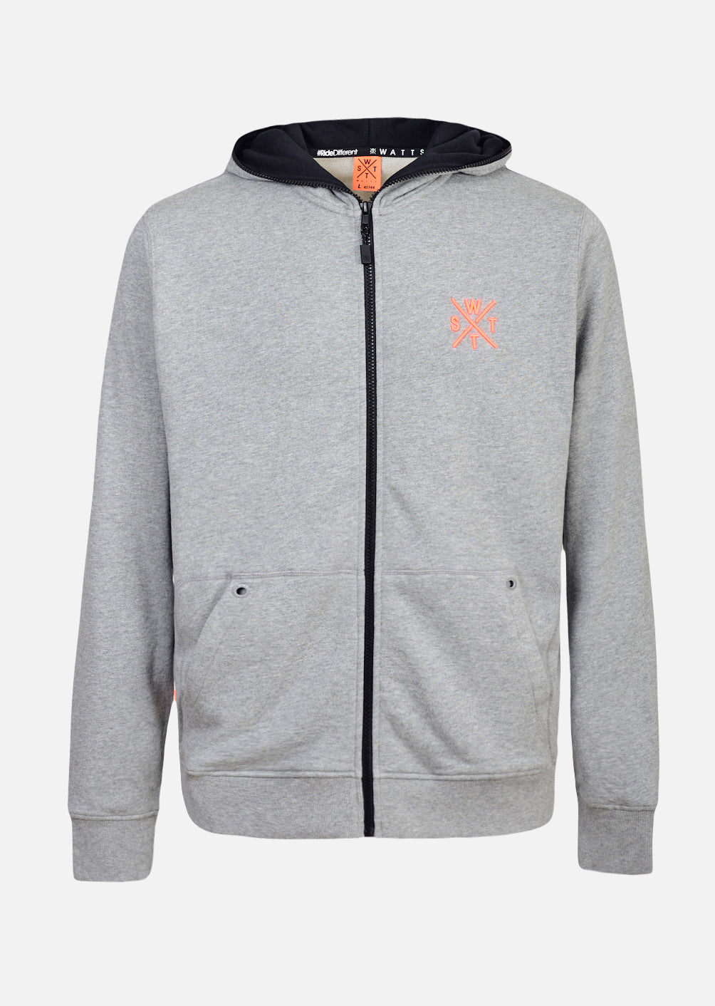 Blunt Hooded Zip Sweatshirt - Medium Misty Grey / Orange