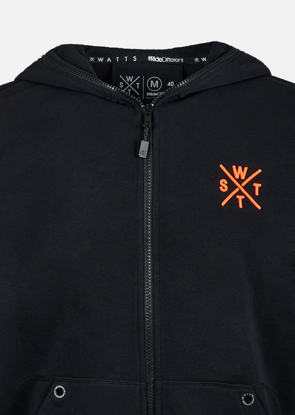 Sweat zip à capuche Blunt - Noir / Orange Fluo