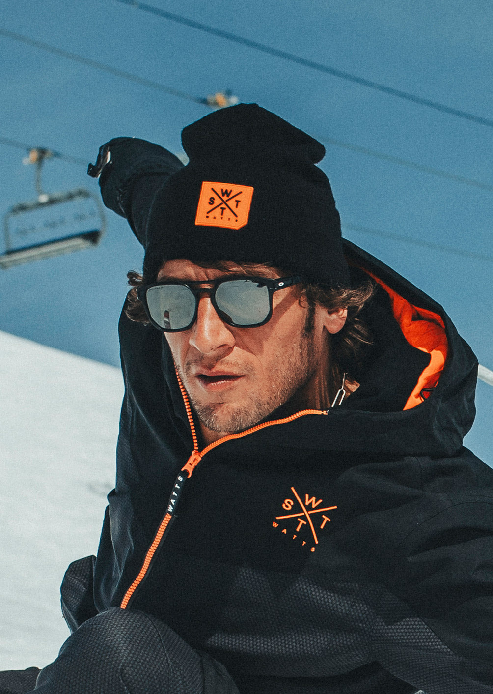 Detroit Beanie - Schwarz und Neonorange