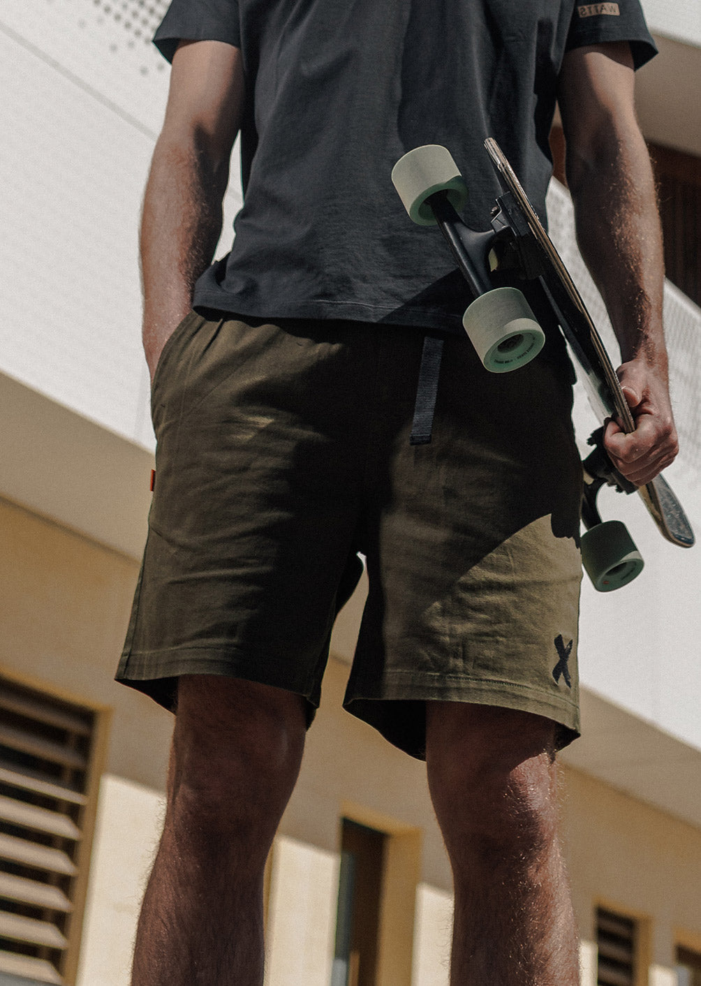 Shorts aus Baumwolle mit Streifen - Grün