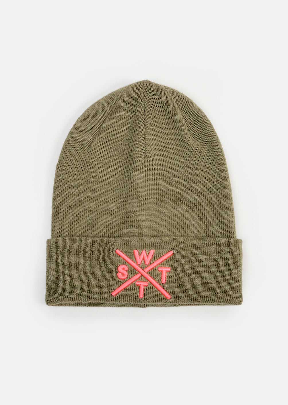 Piano Beanie - Olive / Neon Pink