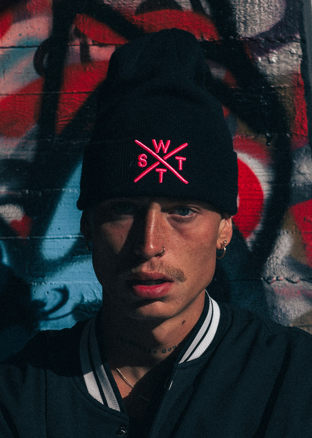 Piano Beanie - Black / Pink