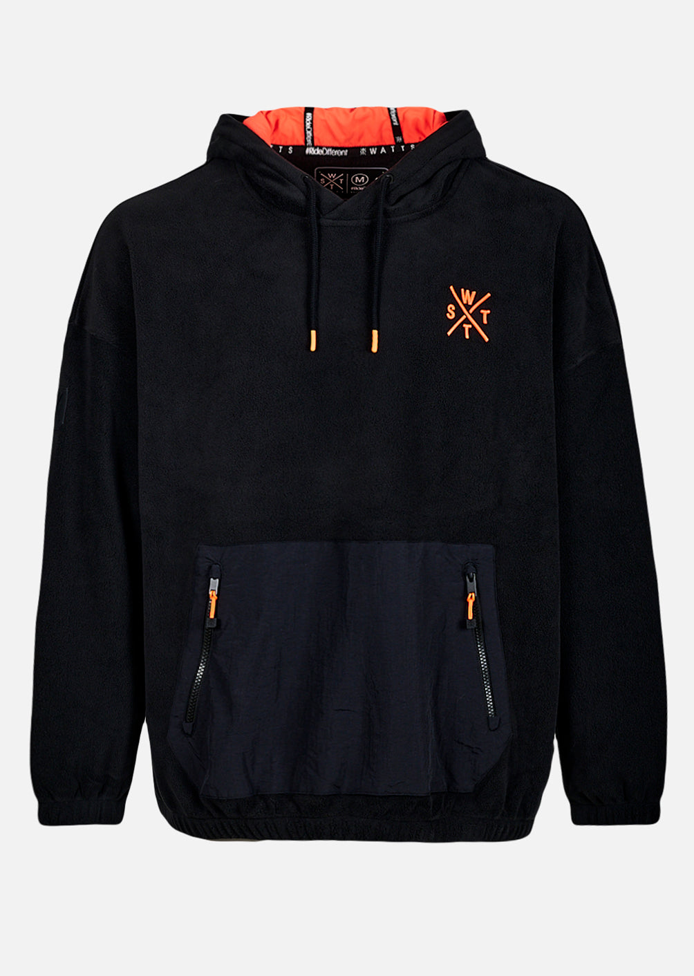 Kapuzenpullover Play – Schwarz und Neonorange