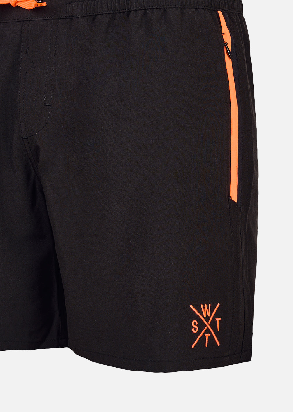 R-Xmalibu Swim Shorts – Black / Fluorescent Orange