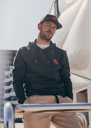Spray-S Hoodie Sweatshirt - Black and Fluo Orange