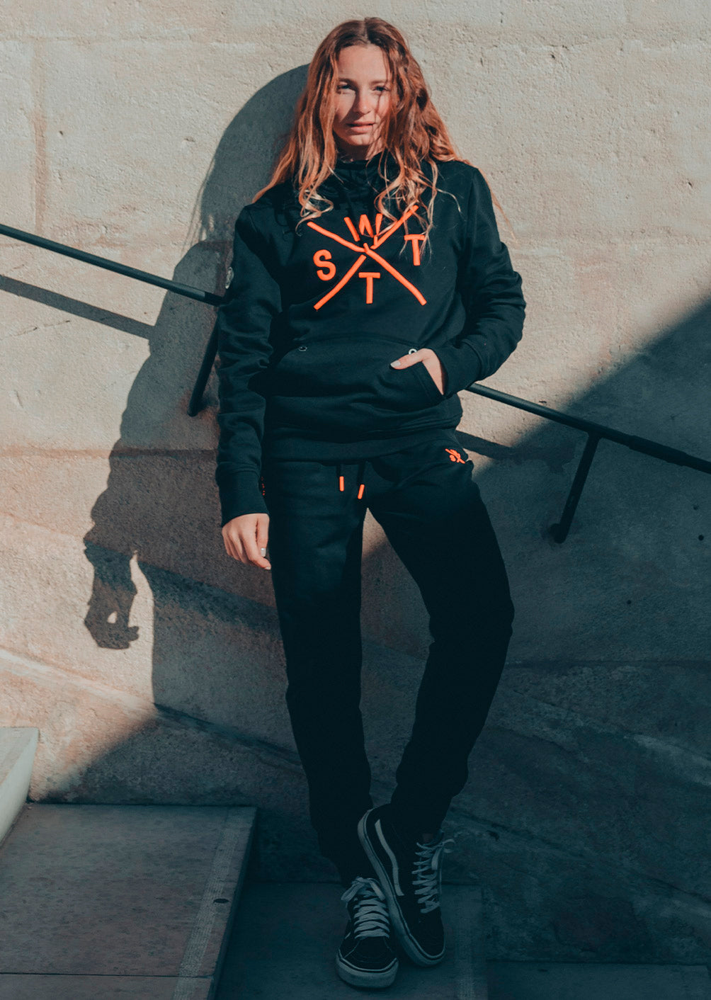 Spray Hoodie - Black / Fluorescent Orange