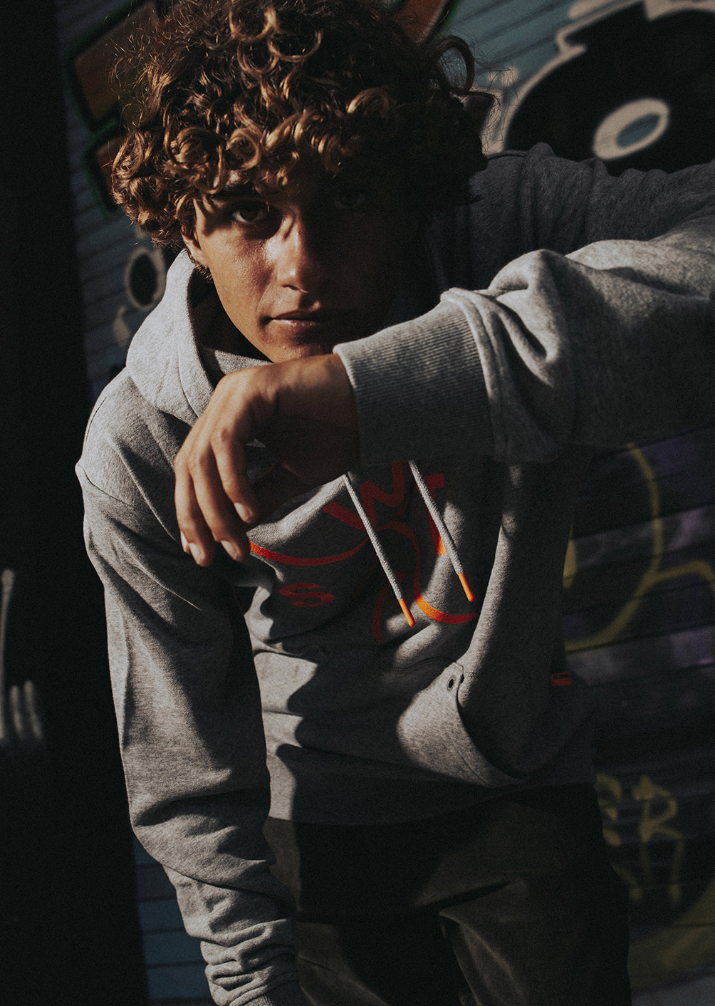 Spray Hoodie - Medium Misty Grey / Orange