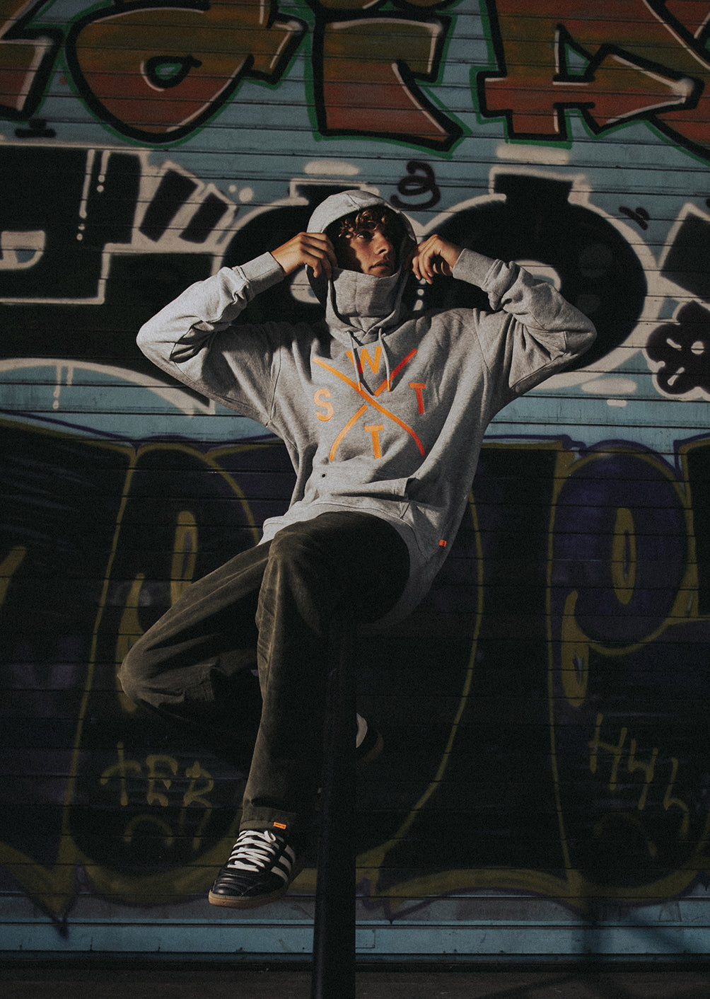 Spray Hoodie - Medium Misty Grey / Orange