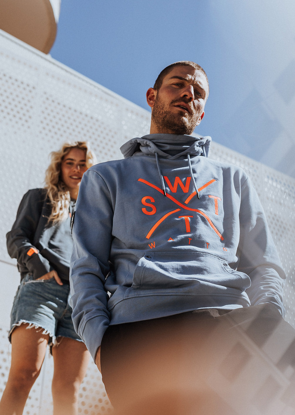 Sweat à capuche Spray - Bleu Gris