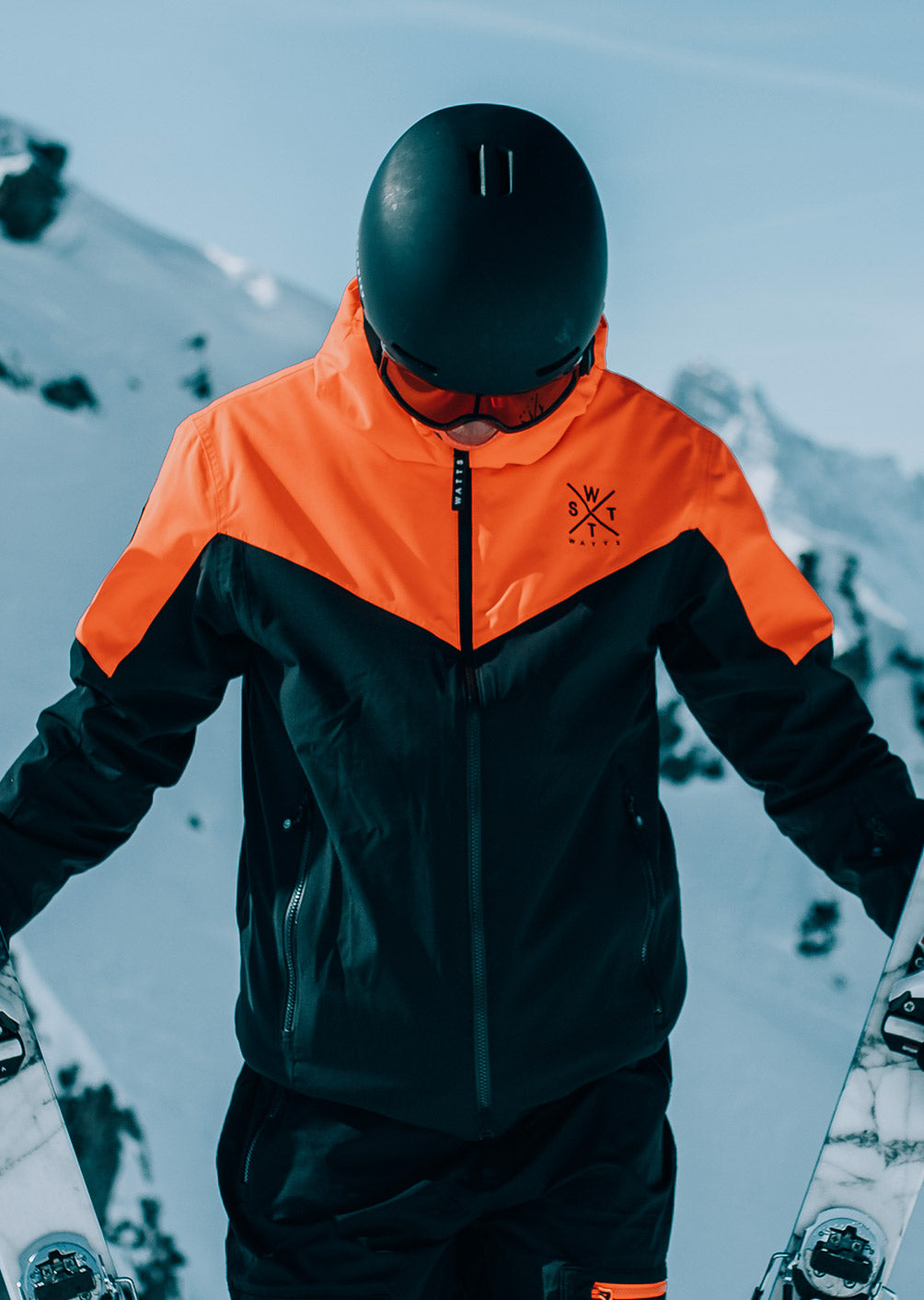 Storm Skijacke – Schwarz und fluoreszierendes Orange