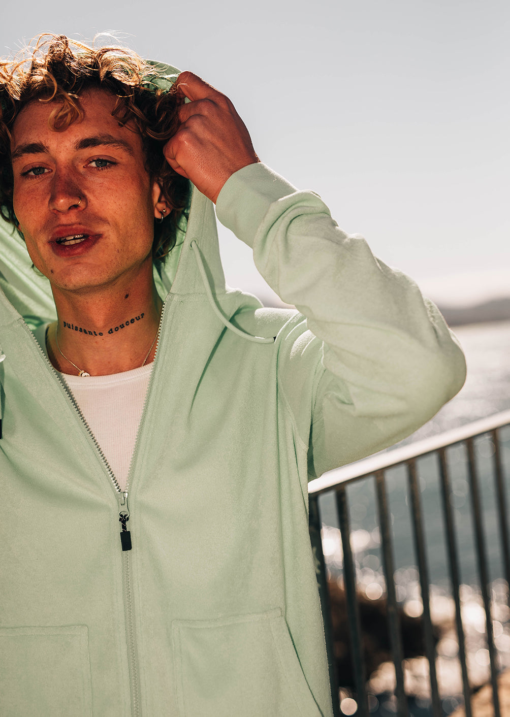 Sweat zip capuche Upward - Vert Pastel