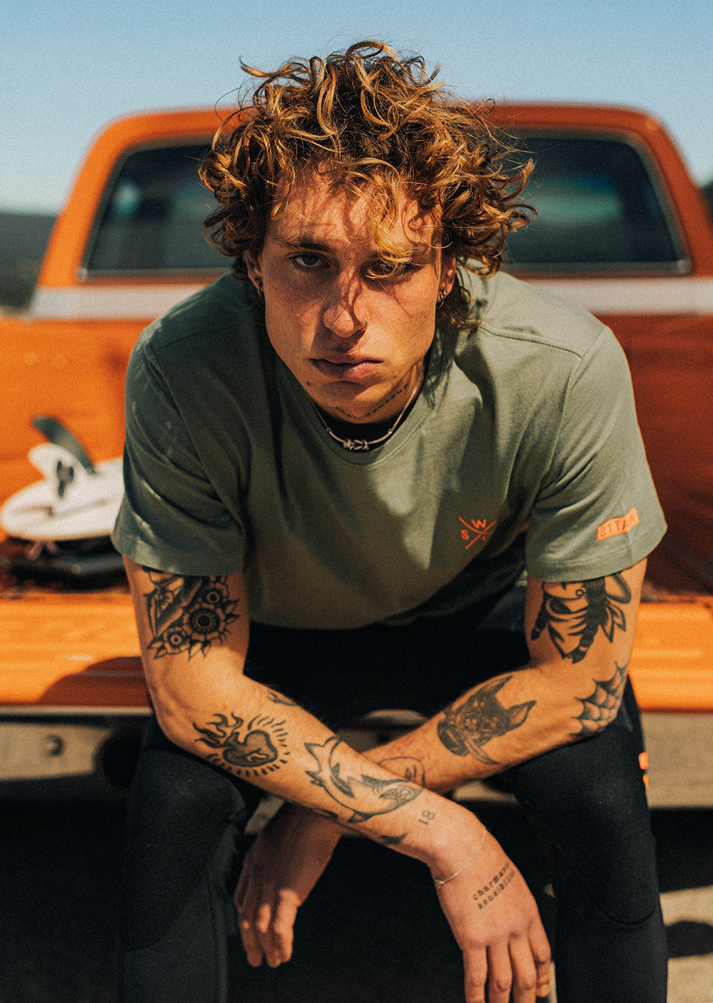 T-shirt Watts01 - Olive / Orange