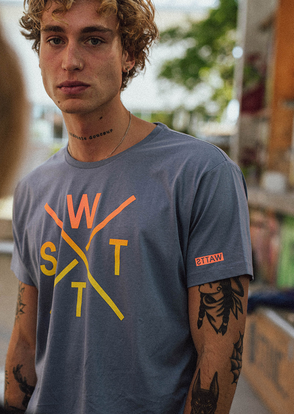 Watts03 T-Shirt - Blue Grey