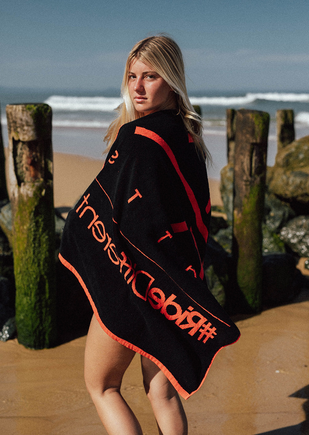 Wipe Bath Towel - Fluorescent Orange / Black