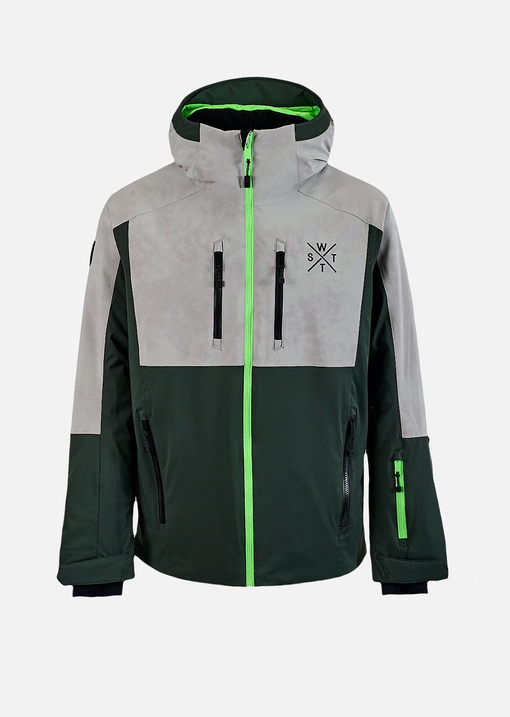 X-Blow Ski Jacket - Tie Dye Grey and Fluorescent Green