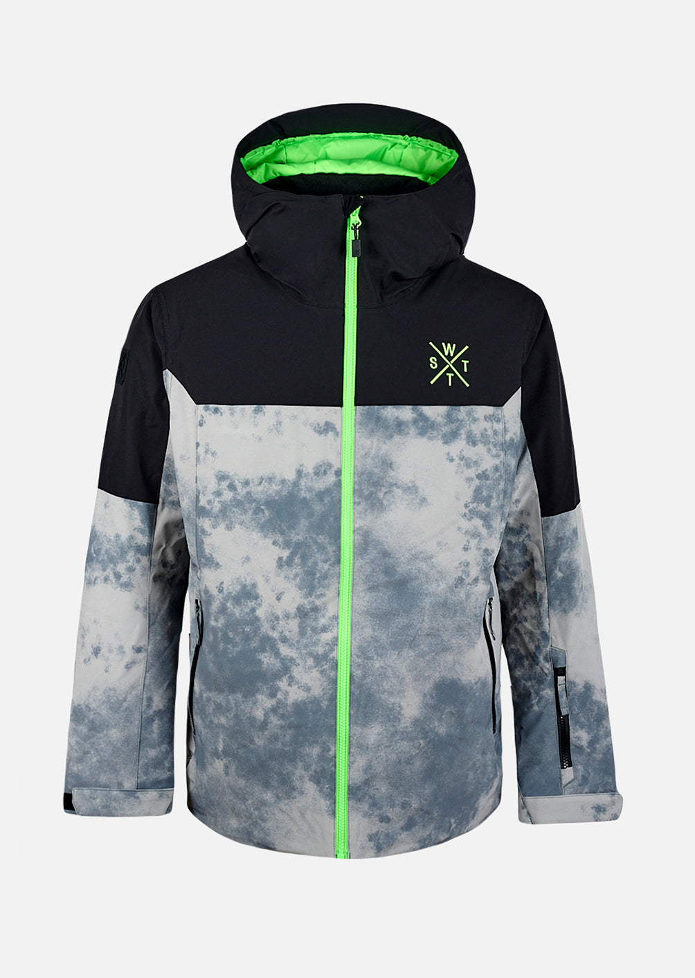 Veste de ski X-Gamma - Gris Tie and Dye et Vert Fluo