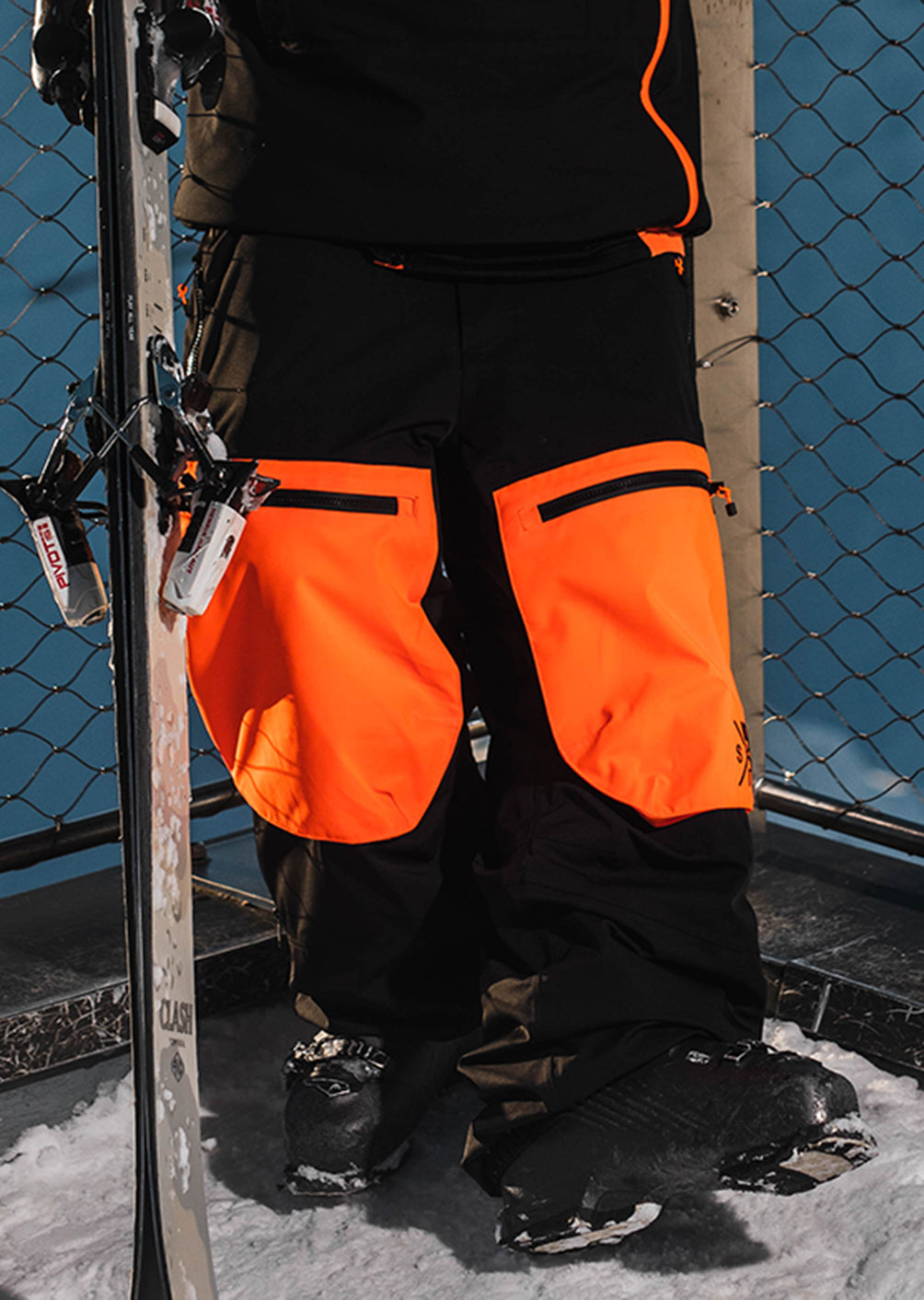 Pantalon de ski X-Gravity - Noir / Orange Fluo