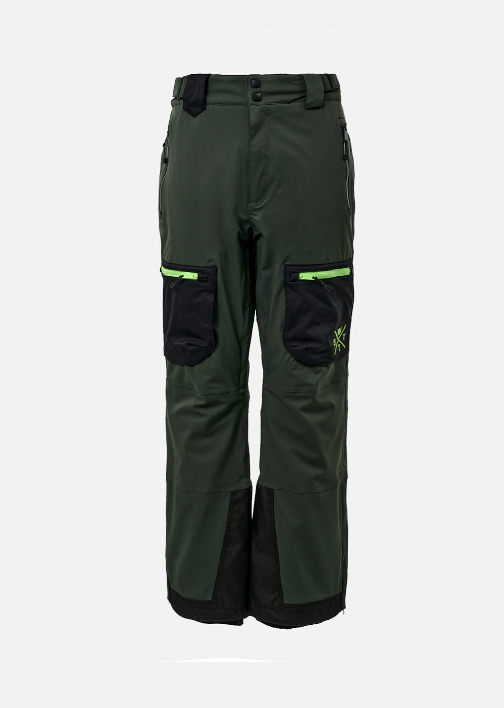 X-Jib Ski Pants - Dark Green and Fluorescent Green