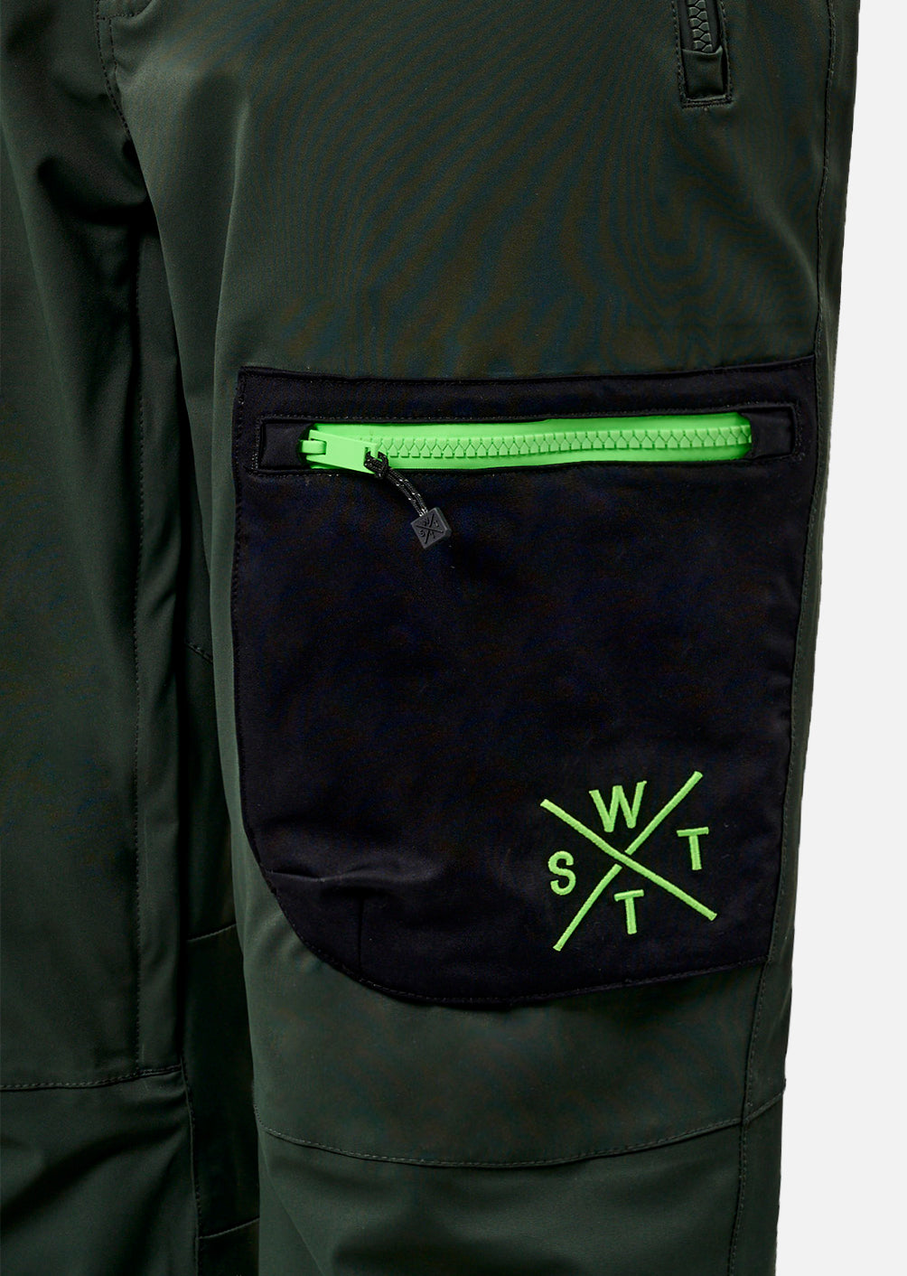 X-Jib Ski Pants - Dark Green and Fluorescent Green