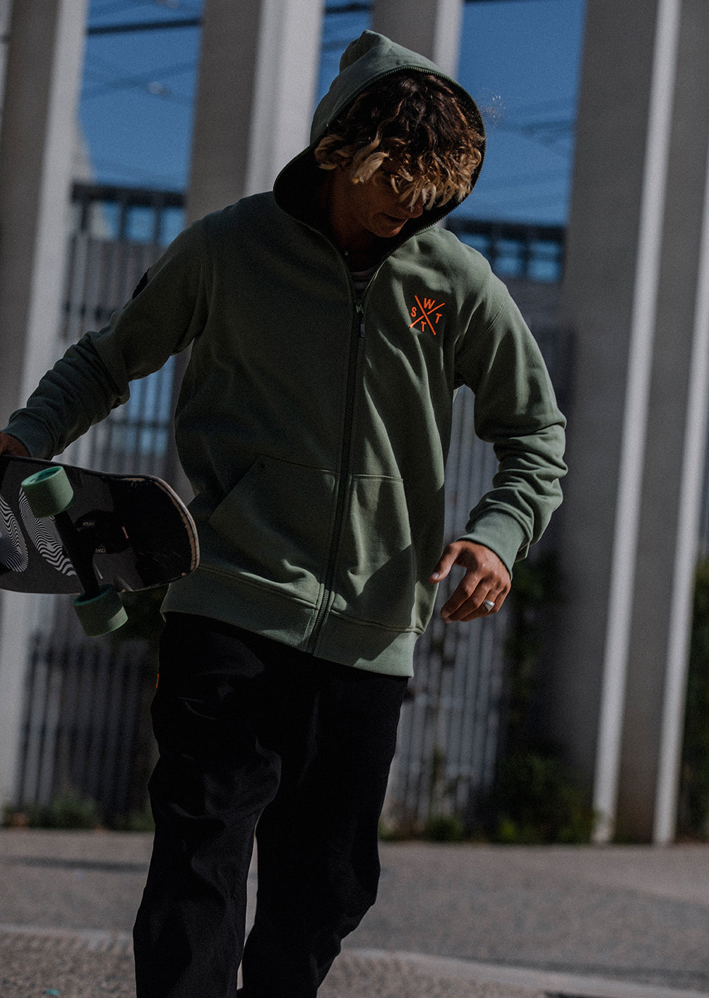 Sweat zip à capuche Blunt - Olive