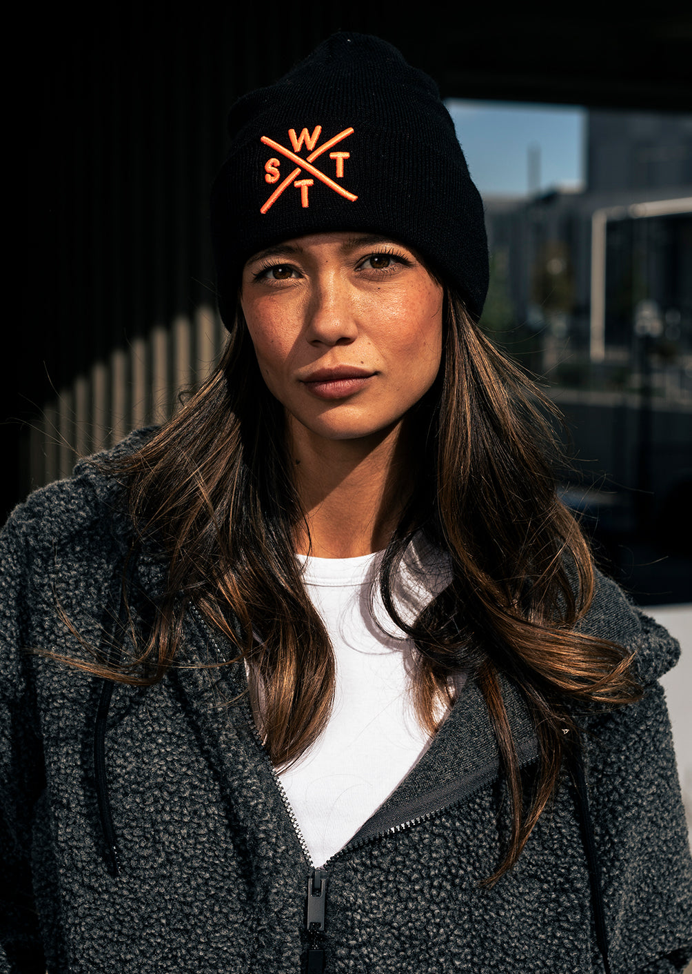 Piano Beanie – Schwarz und Fluo Orange