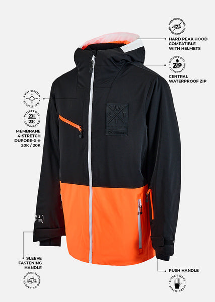 X-Temper Ski Jacket - Black and Fluorescent Orange | WATTS – Watts