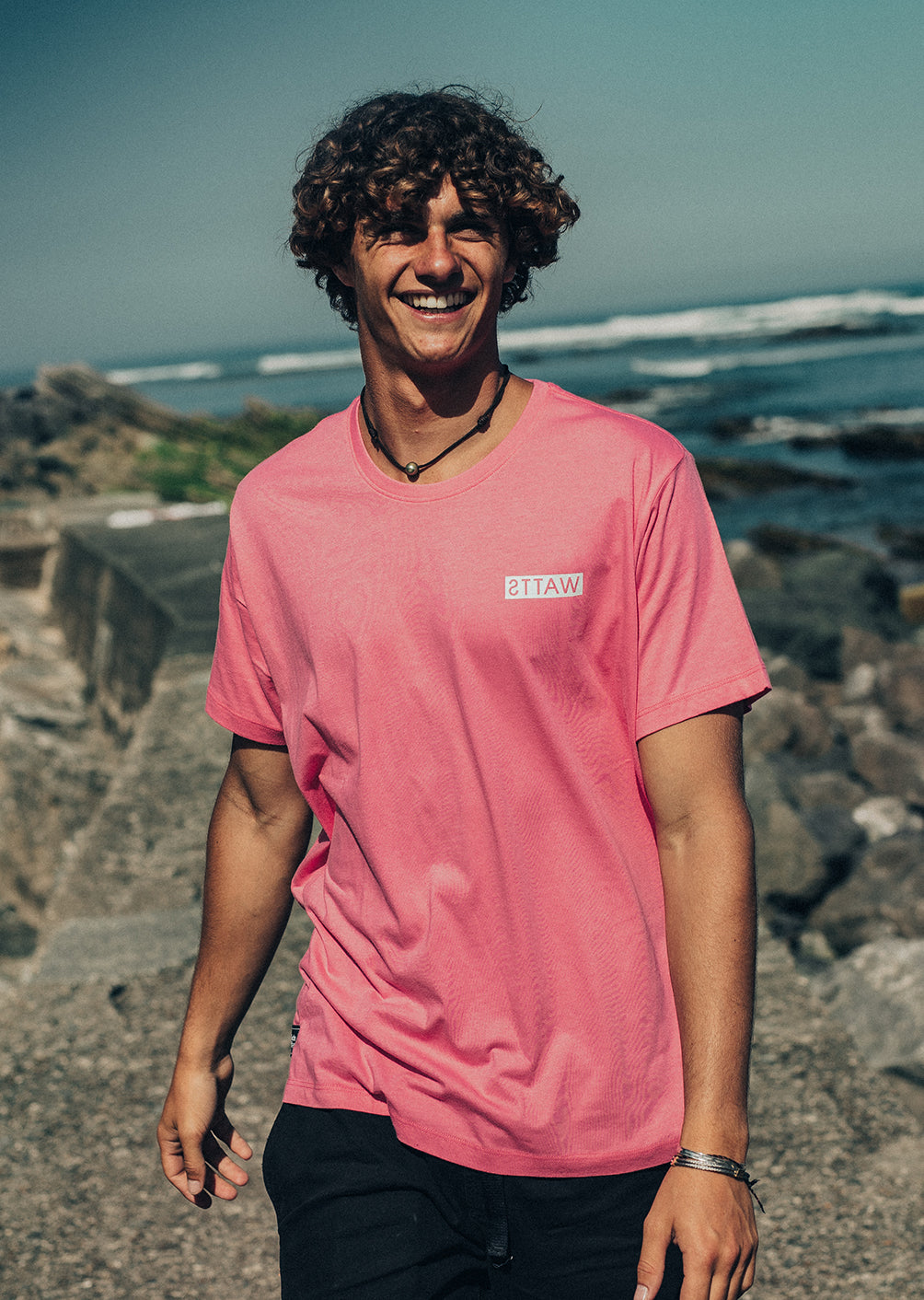 T-Shirt Wattsadn - Fluo Pink / Ice Blue