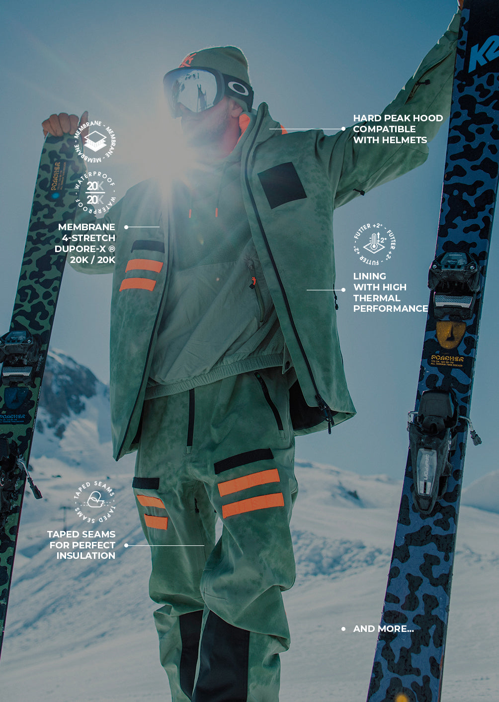 X-Wear Ski Jacket - Olive Tie and Dye
