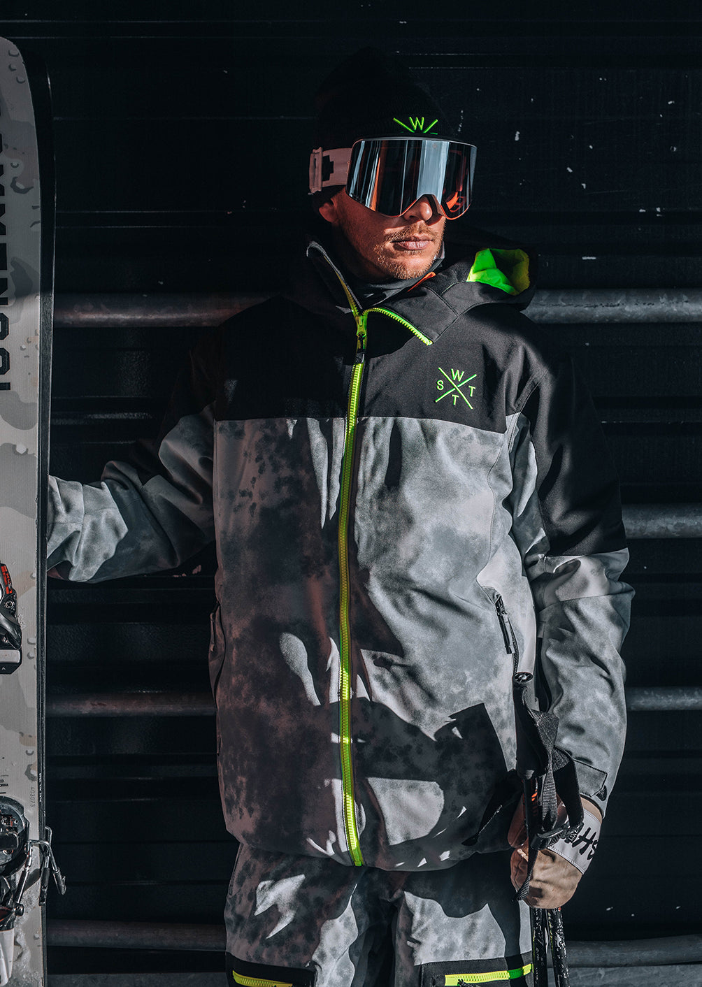 Veste de ski X-Gamma - Gris Tie and Dye et Vert Fluo