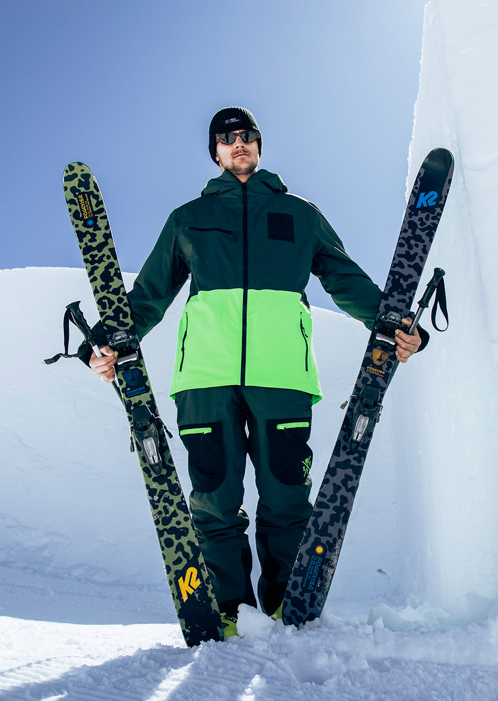 X-Temper Ski Jacket - Fir Green and Fluorescent Green