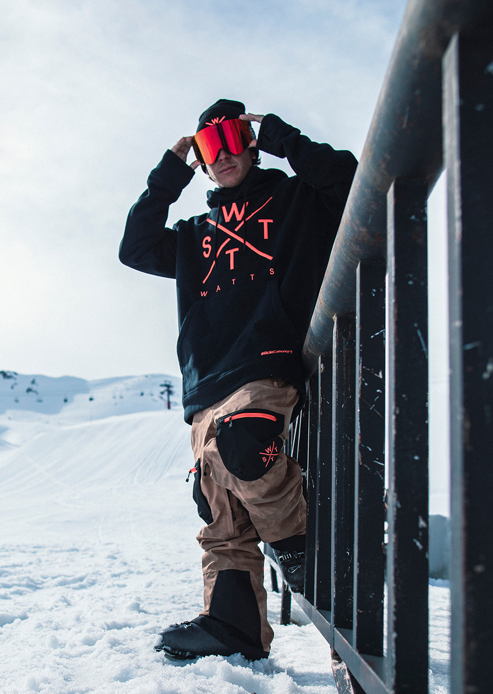X-Track Fleece-Sweatshirt – Schwarz und Fluo-Orange