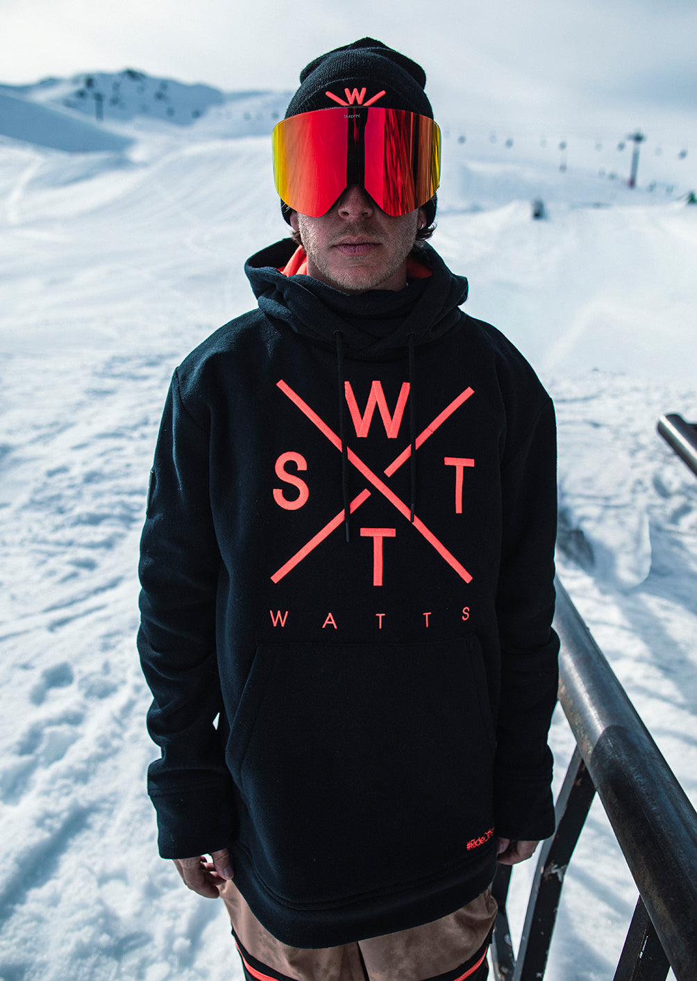 X-Track Fleece-Sweatshirt – Schwarz und Fluo-Orange