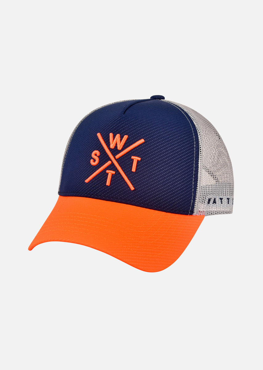 Tribe Cap Navy Blue & Neon Orange WATTS Wattsteam
