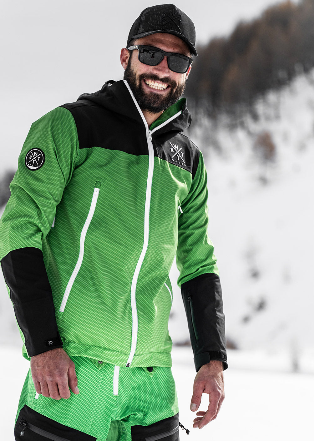 Snow ski jacket - Green Fluo Carbon